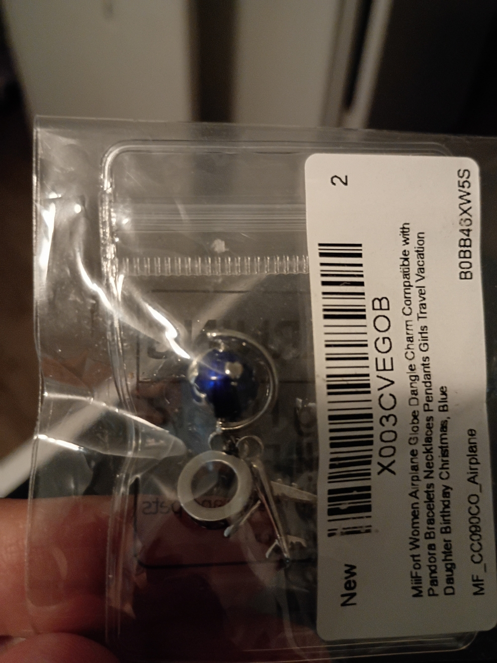 Pandora Blue Globe Airplane Charm